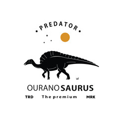 vintage hipster dinosaur, ouranosaurus logo vector silhouette art icon