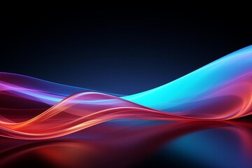 Naklejka premium The image is an abstract painting with a blue and red wave-like shape on a black background.