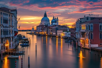 Colorful Evening Cityscape of Venice Italy