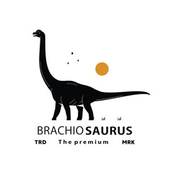 vintage hipster dinosaur, brachiosaurus logo vector silhouette art icon
