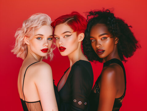 3 diverse models with beautiful hair