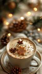 Christmas spirit in a cup of cappuccino