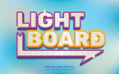 Light Board 3D editable text style effect