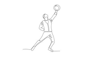 Dancing man throwing hats at Sao Joao event. Sao joao concept one-line drawing