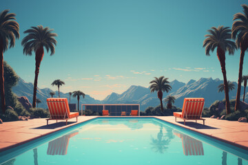 Tranquil swimming pool under the summer sun