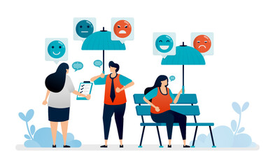 illustration of psychologist counseling patient in an open space to open the mind and improve mental health