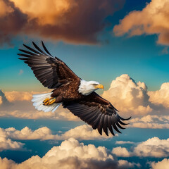 Obraz premium Eagle flying in the sky, eagle flying, eagle flying over the clouds