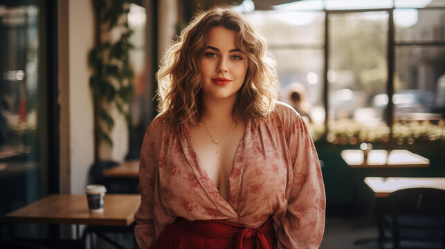 beautiful plus size model smiling confident