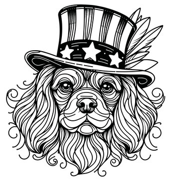 dog wearing patriotic hat clip art preview