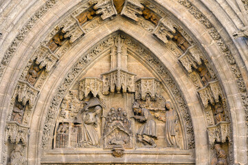 Medieval exterior architectural features in Seville Cathedral, Spain