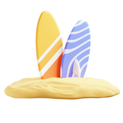 3d surfboards on the beach