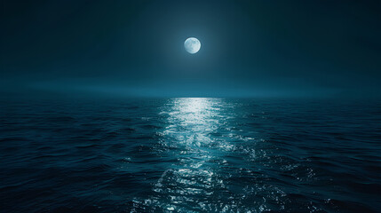 full moon over sea