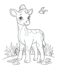 Animal Coloring Book Page  For Kids