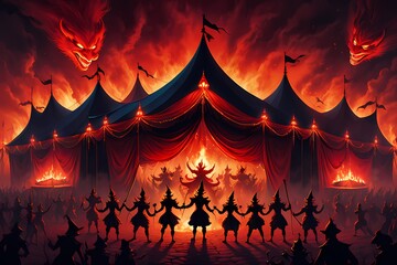 Fire in the carnival halloween background