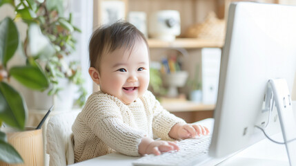 パソコンで遊ぶ赤ちゃん
