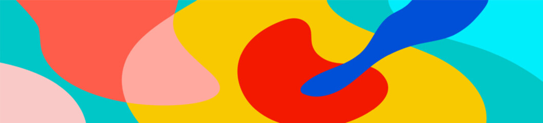 Banner with flowing liquid shapes in bold color modern colorful style