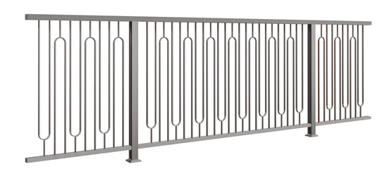3D illustration features a steel ironwork balustrade, embodying the clean aesthetic of modern architecture (transparent background). Ideal for showcasing minimalist design projects.