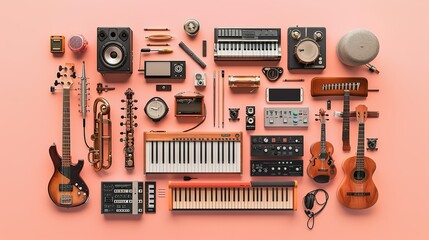 Musical compilation of instruments mockup design