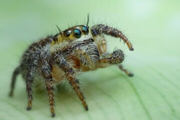 macro of a spider Hyllus semicupreus