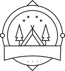 Minimal Circle Adventure Badge Logo Outline Design Element Vector
