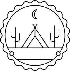 Minimal Circle Adventure Badge Logo Outline Design Element Vector