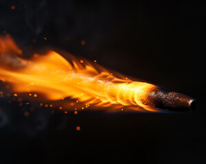 small fire flame, isolated black background,