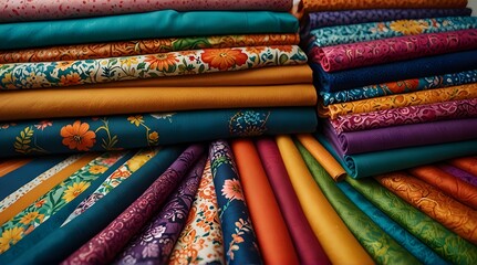 An array of vibrant fabric pieces showcasing different.generative.ai