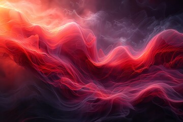 Quantum data stream, dynamic red and black swirls, close up on flowing data lines, vivid colors, Double exposure silhouette with a vortex