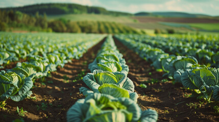 Fototapeta premium Photo of Row of Cabbages in Field - Cabbage Stock Videos & Royalty-Free Footage