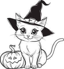 Cute Halloween Cat coloring page