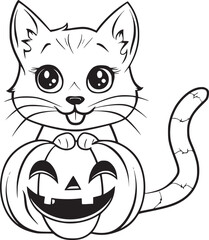 Cute Halloween Cat coloring page