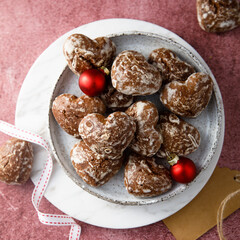 Homemade chocolate gingerbread with sugar glaze