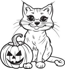 Cute Halloween Cat coloring page