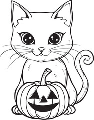 Cute Halloween Cat coloring page