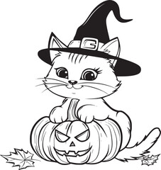 Cute Halloween Cat coloring page