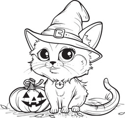 Cute Halloween Cat coloring page
