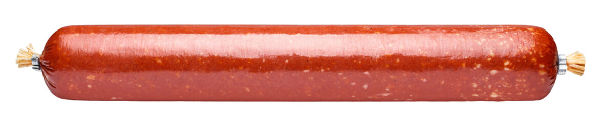 Delicious smoked sausage cut out