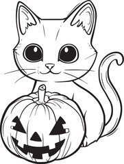 Cute Halloween Cat coloring page