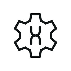 DNA gear isolated icon, genetic setting vector symbol with editable stroke