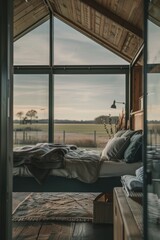 Luxury hotel bedroom interior in tropical resort - Vintage Light Filter
