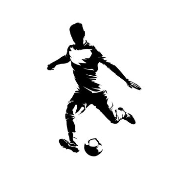 recommend clip art: Football player, kicking ball soccer, abstract isolated vector silhouette