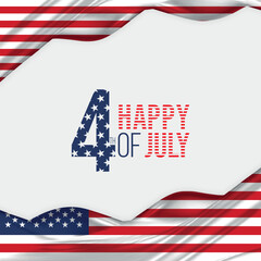 Happy 4th of July greeting design. July 4 Happy Independence Day Concept. United States of America or USA Flag color banner vector.