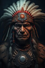 Native american indian chief warrior. Ai Generative