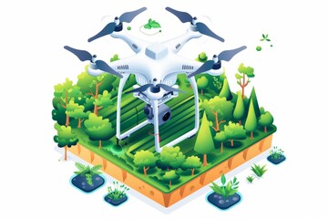 Horticulture and eco friendly farming benefit from unmanned drones capturing digital aerial photos through graphic farm technology