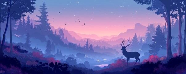 Fototapeta premium A mystical realm of ancient forests and hidden valleys, where mythical creatures and legendary beasts roam free. illustration.