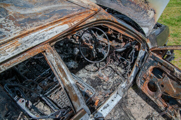 old rusty car burnt wreck
