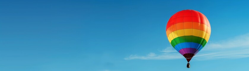 Fototapeta premium A rainbow ballon is flying in the sky symbolizing diversity for World Pride Day