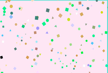 Light Multicolor, Rainbow vector template with crystals, circles, squares.