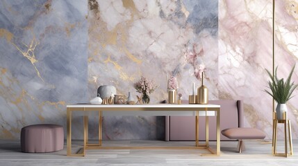 marble wallpaper, soft pink, pale blue, pale purple, gold white