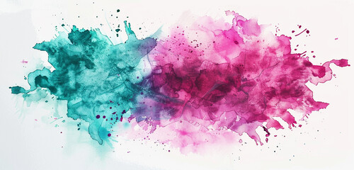 Obraz premium Bold magenta and intense teal blend on white.